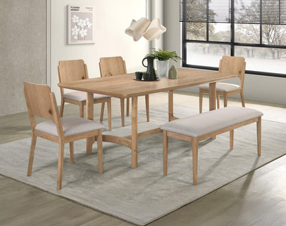 6-Person Rectangular Dining Table - Beige Wood