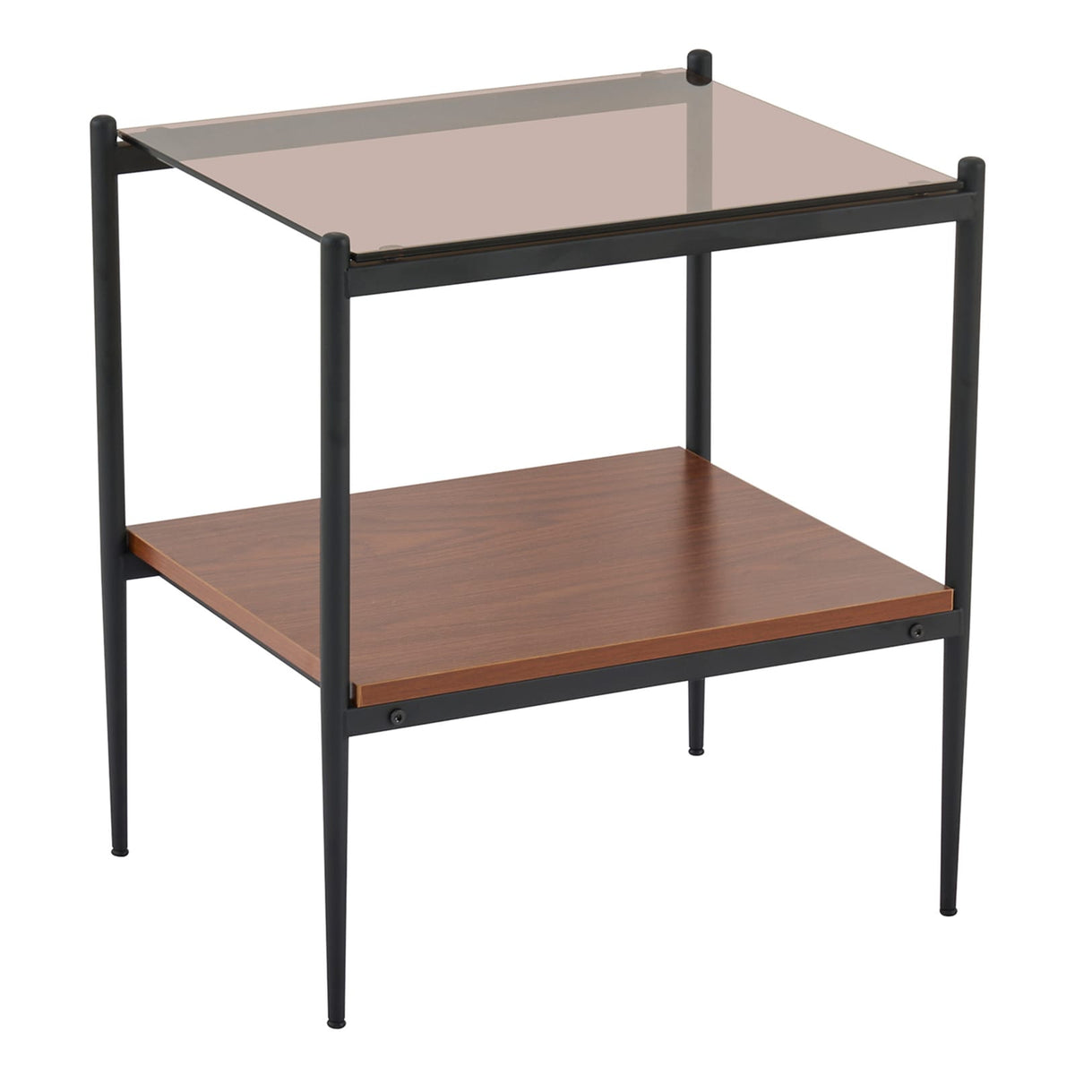 Set of 2 Rectangle End Tables - Brown Tempered Glass