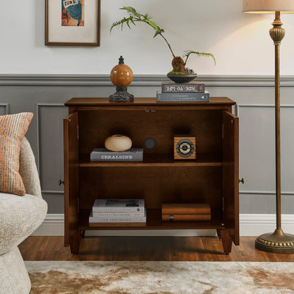 Walnut MDF Sideboard Cabinet - Storage Buffet Media Console