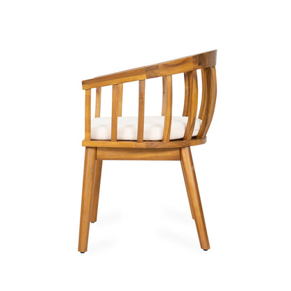 Teak+ Beige Acacia Wood Dining Chairs for Outdoor Patio Seating