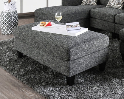 Contemporary Gray Chenille Ottoman - Plush Living Room Accent