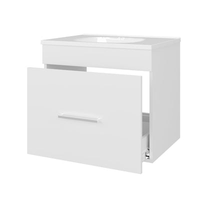 White Floating Bathroom Vanity with Sink - 23.2" W