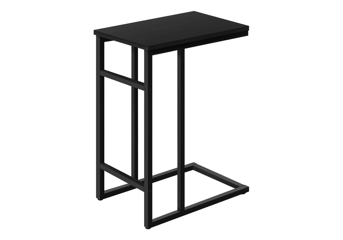Accent Table, C-Shaped End Table - Black Laminate & Metal