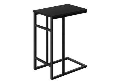 Accent Table, C-Shaped End Table - Black Laminate & Metal