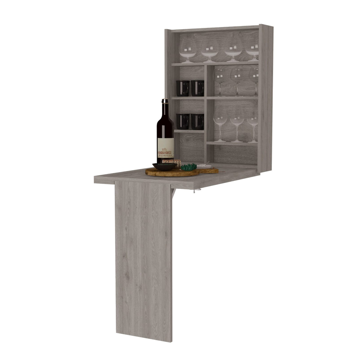 Light Gray Particle Board Wall Mounted Storage Hutch Table for Living Room