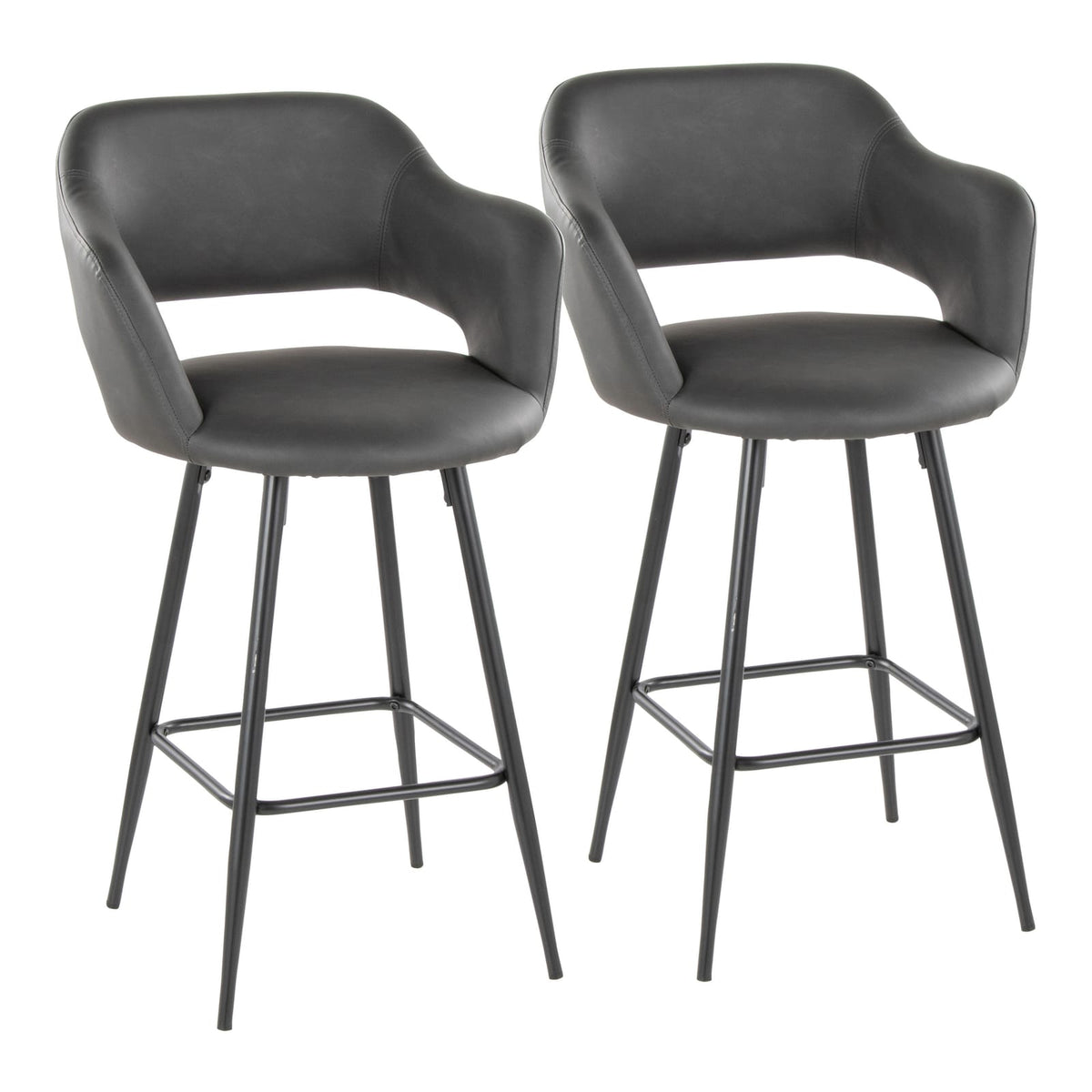 Grey Faux Leather Counter Stools - 2-Piece Set