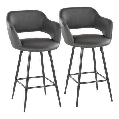 Grey Faux Leather Counter Stools - 2-Piece Set