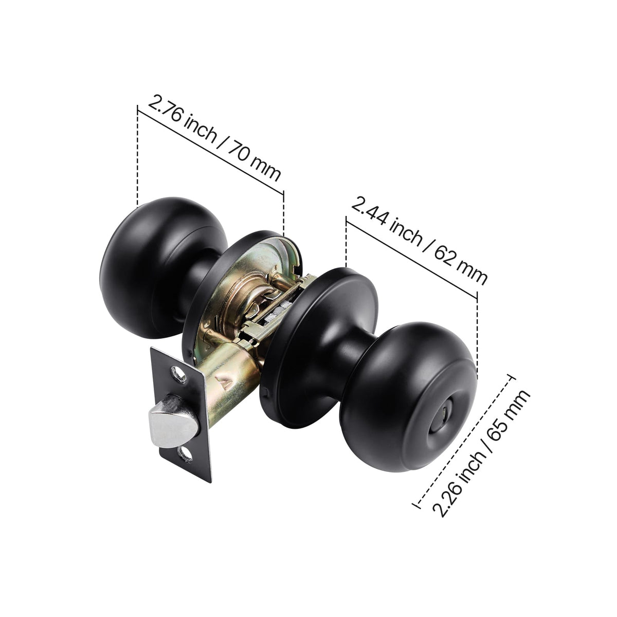 Matte Black Stainless Steel Door Knobs - 6 Pack