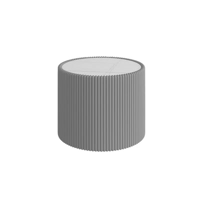 Grey White Gold Cylindrical End Table - Modern Coffee Table for Living Room