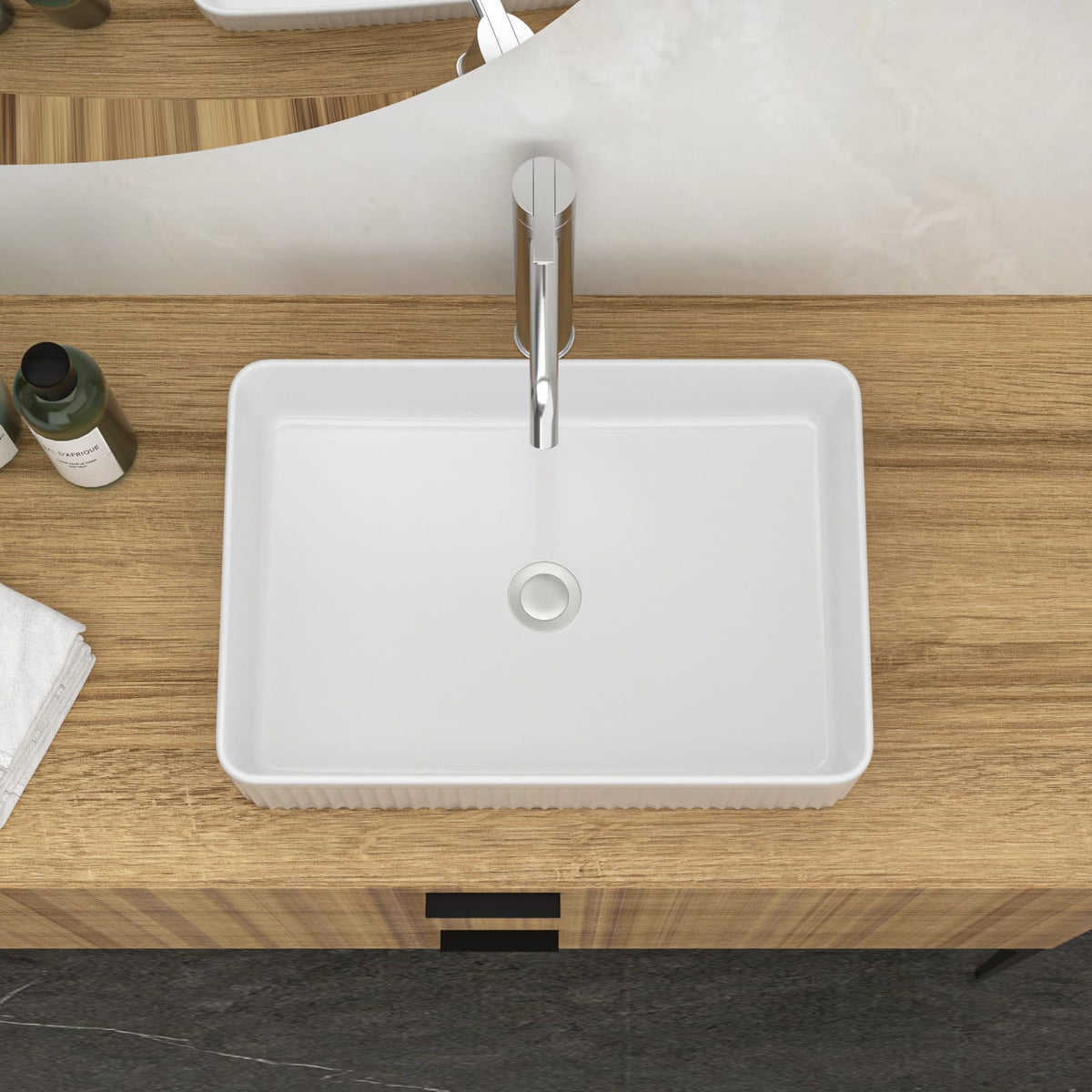 White Ceramic Rectangular Vessel Sink - 19.63" x 13.69"
