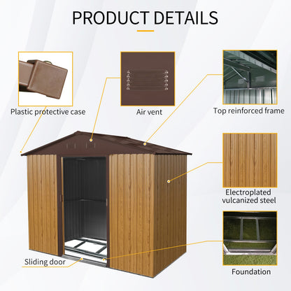 Coffee Metal Storage Shed for Garden & Patio Outdoor Use