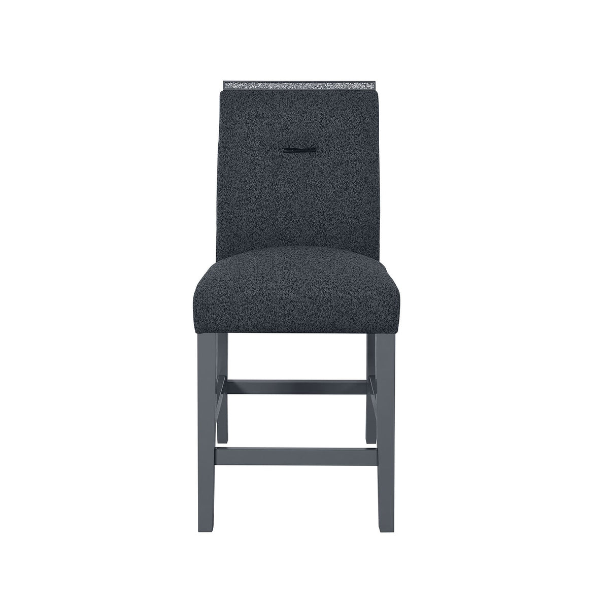 Dark Grey Rubberwood Dining Set with Upholstered Chairs for Dining Room