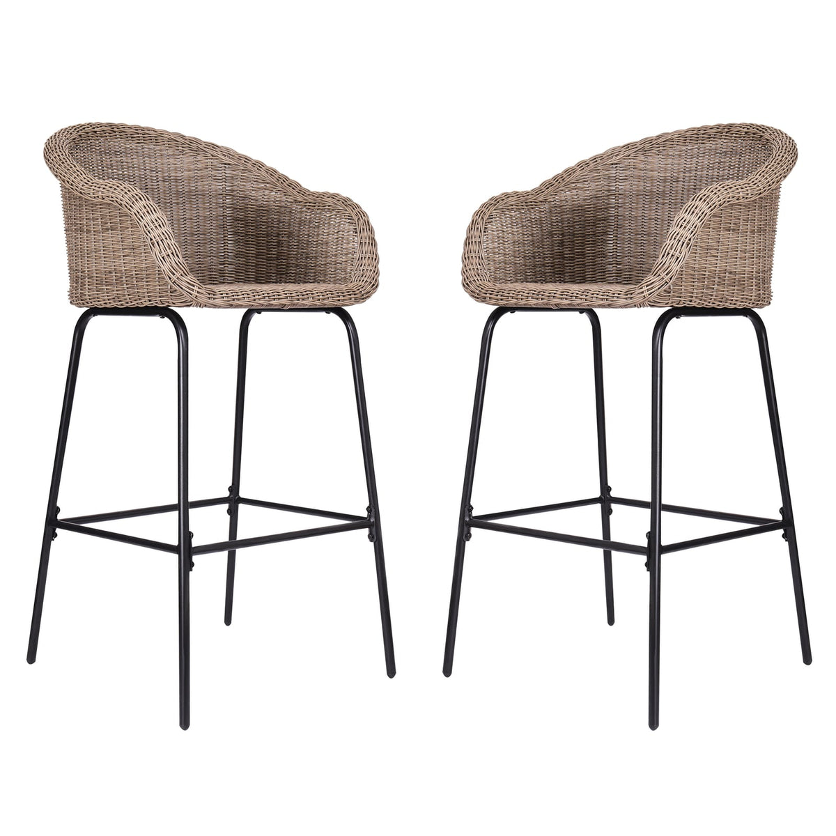 Light Brown Outdoor Bar Stools - 2 Piece Patio Set