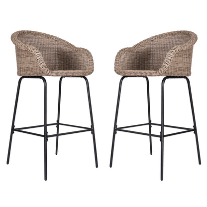 Light Brown Outdoor Bar Stools - 2 Piece Patio Set
