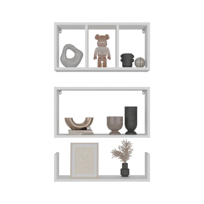 Dennard 3-Shelf Wall Shelves - White Display Storage