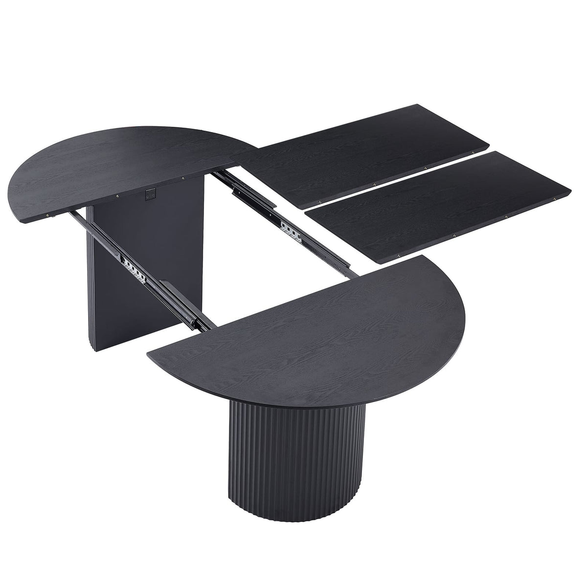 Black MDF Expandable Dining Table for Modern Kitchen Dining Room for Living Room