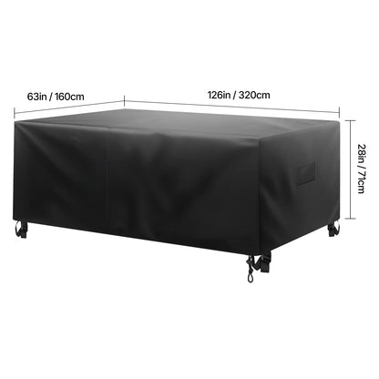 Black Oxford Fabric Patio Furniture Cover 126"x63"