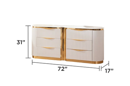 6-Drawer White Dresser Bedroom Storage