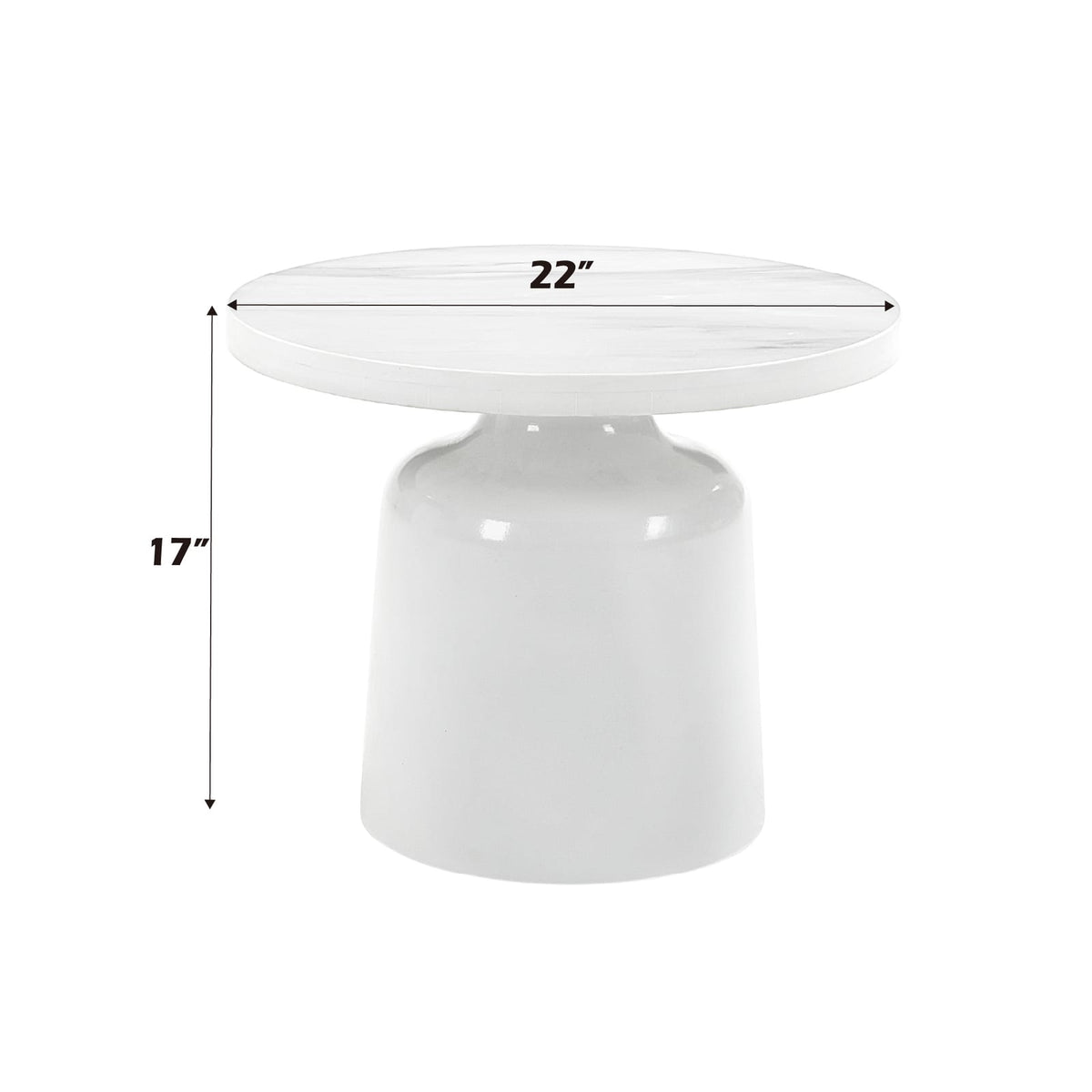 Zaid Engineering Marble & White High Gloss End Table - 22" Round
