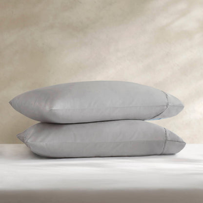 2-Piece King Sham Sateen Pillowcase Set, Grey - Luxurious Comfort & Easy Care