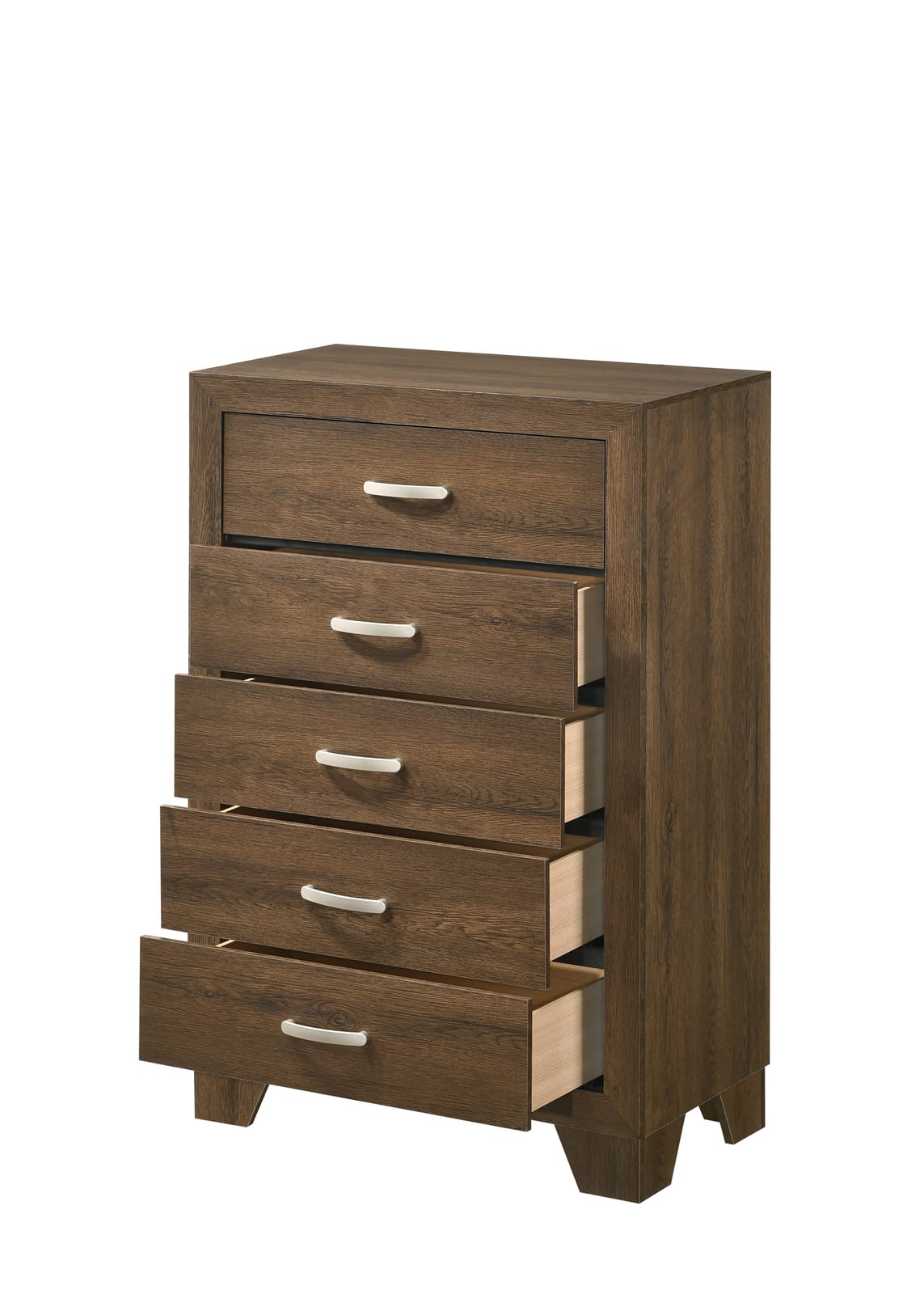 Oak Synthetic Wood Chest with Five Storage Drawers for Bedroom