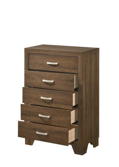 Oak Synthetic Wood Chest with Five Storage Drawers for Bedroom