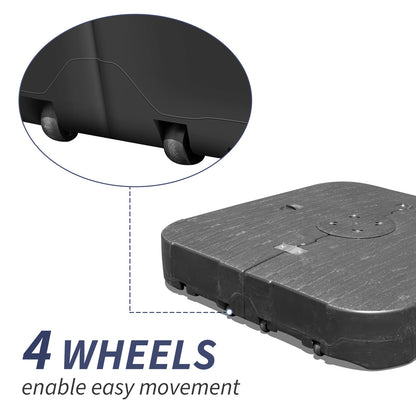 Patio Umbrella Base - Black Resin, Weighted & Wheeled