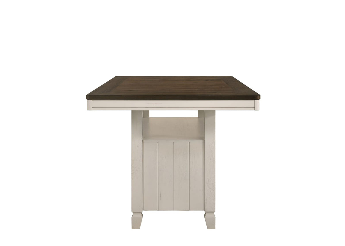 78" Oak & Antique White Dining Table with Storage