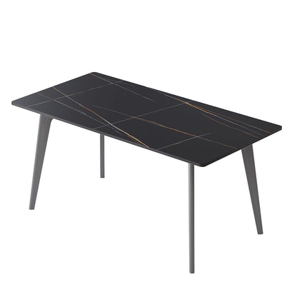 62.99" Modern Black Dining Table - Sintered Stone, 6-8 Seats