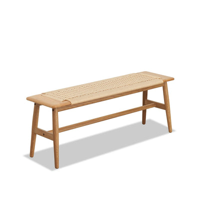 Oak Wood Dining Bench - Rectangular Stool for Bedroom