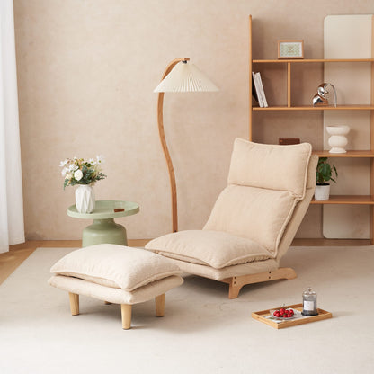 Beige Metal Folding Sofa Bed - Relaxing Lazy Chair for Living Room