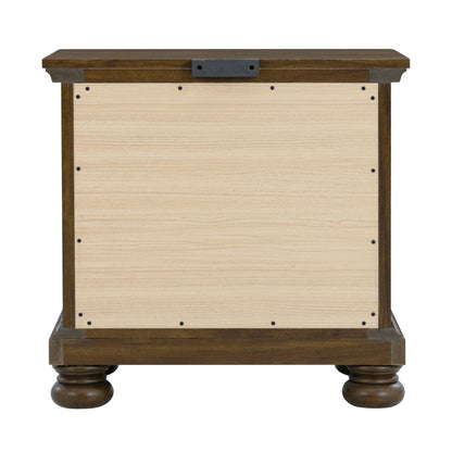 Brown Rectangle Nightstand with 2 Drawers for Bedroom