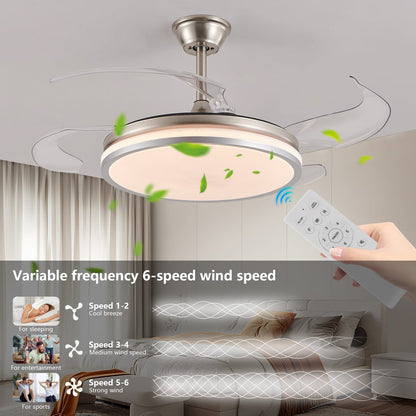 42 Inch LED Ceiling Fan with Remote - Chrome Iron