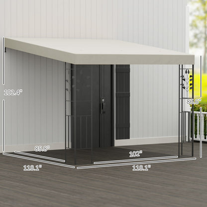 Cream White Metal Pergola Gazebo for Outdoor Dining & BBQ
