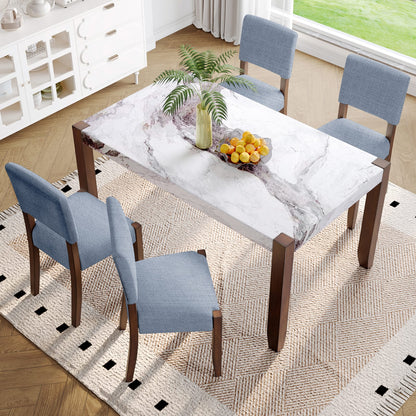 Gray & White Dining Table Set - Seats 4 for Dining Room