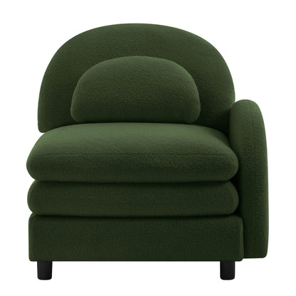 Vitoria Curved Sofa - Green Teddy Fabric, 1 Seat