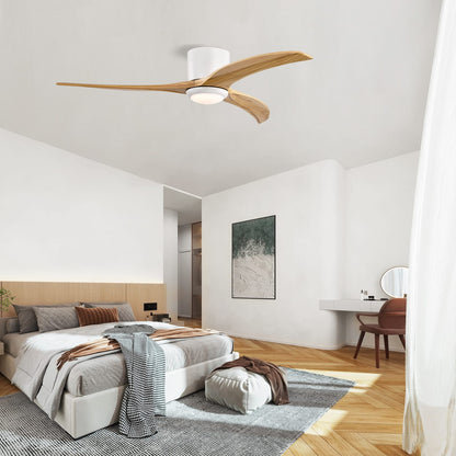 52" Solid Wood Blades Ceiling Fan With Light - Remote Control, Noise-Free