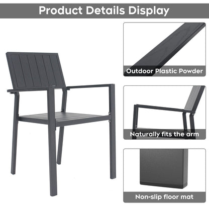 Black & Natural 5 Piece Patio Dining Set - Round Table with Umbrella Hole