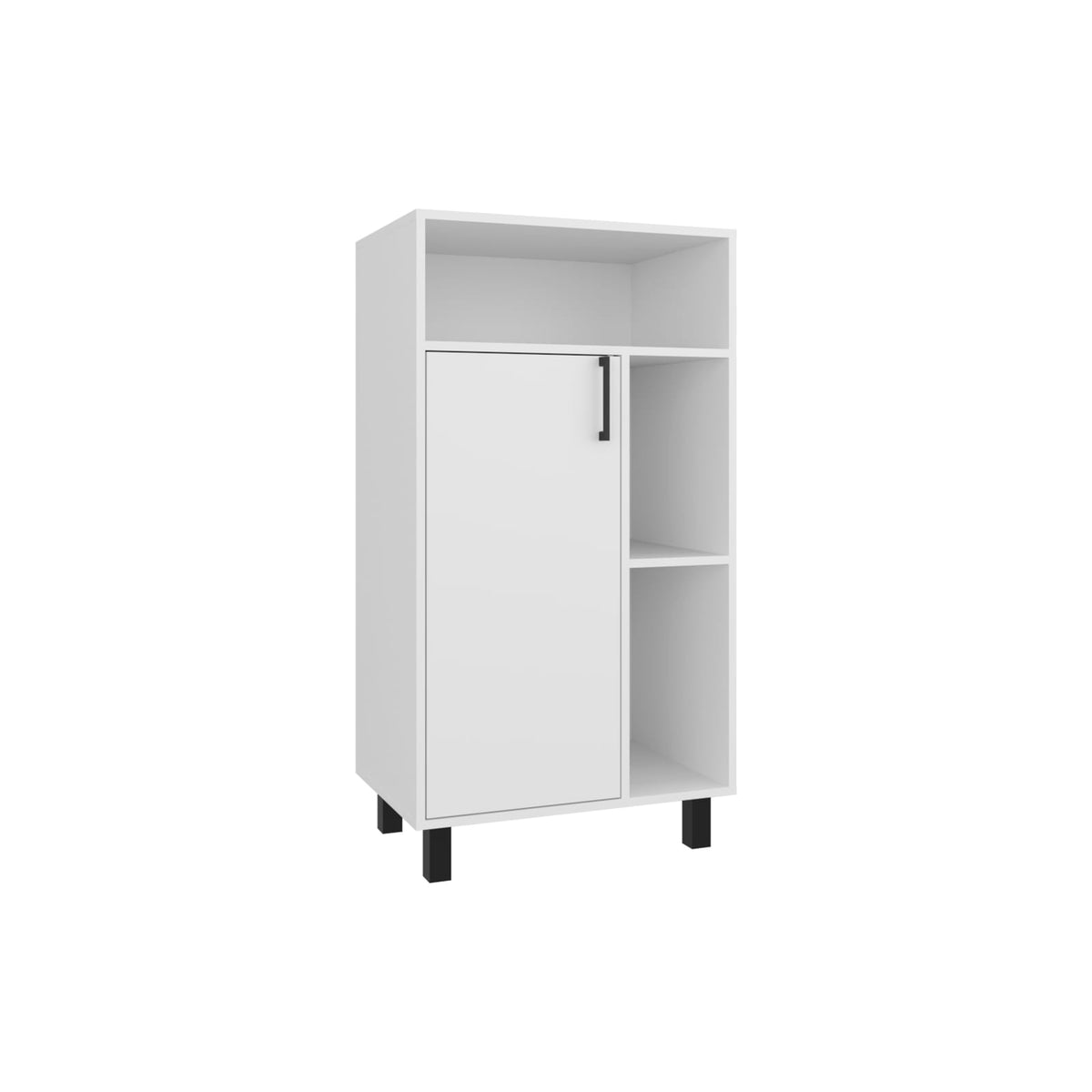 White 1 Door Storage Cabinet - 3 Shelves, Office Storage for Living Room