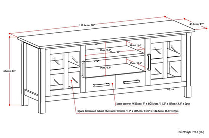 Kitchener 60 Inch Solid Wood TV Stand - Dark Brown