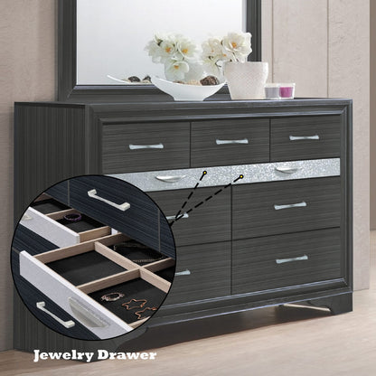 Black Synthetic Wood Dresser - 63" Wide for Bedroom