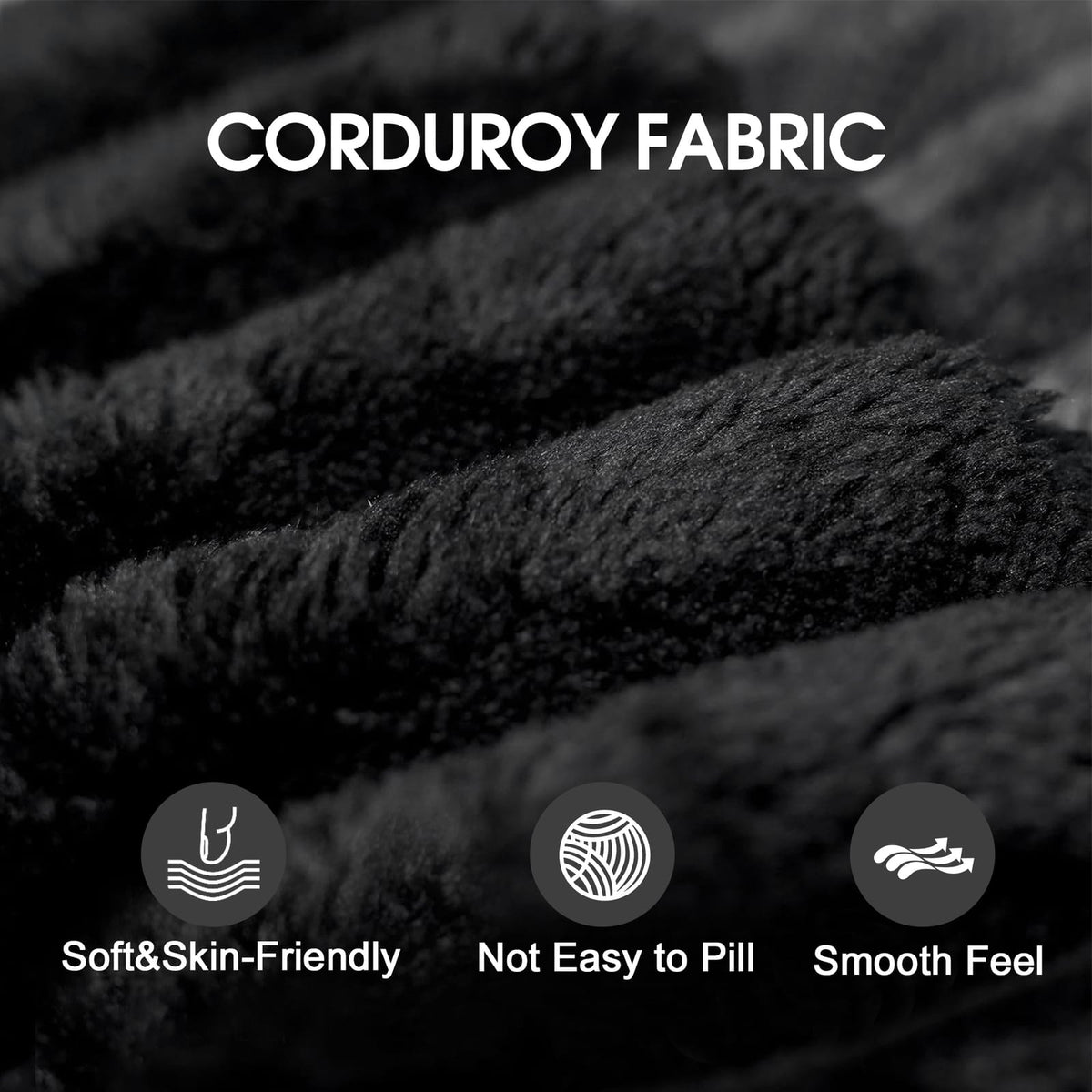 Black Cloud Sofa - Corduroy Fabric, Deep Seat for Living Room
