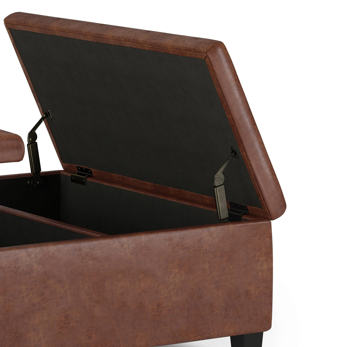 Ellis Dark Brown Faux Leather Storage Ottoman - 36" Wide