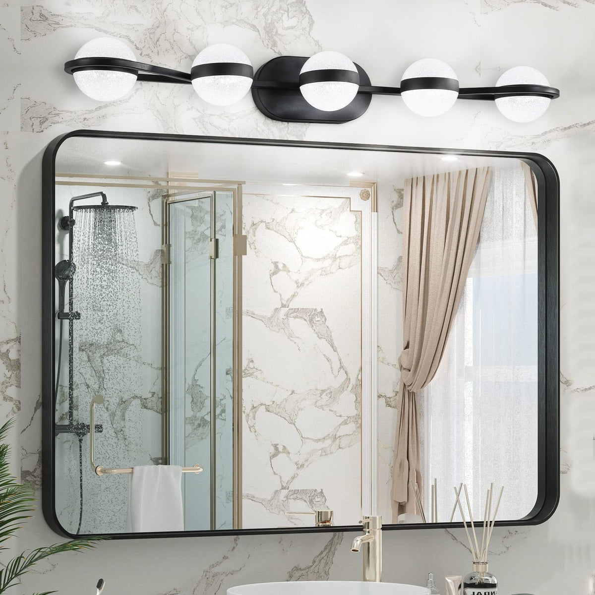 Modern Black Iron Bathroom Vanity Light - 5 Bulb LED