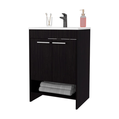 Wenge Bathroom Vanity with Storage - 34.1" Wide