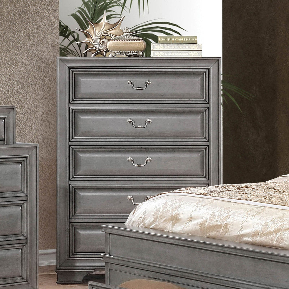Gray Solid Wood Bedroom Dresser - 36" Wide