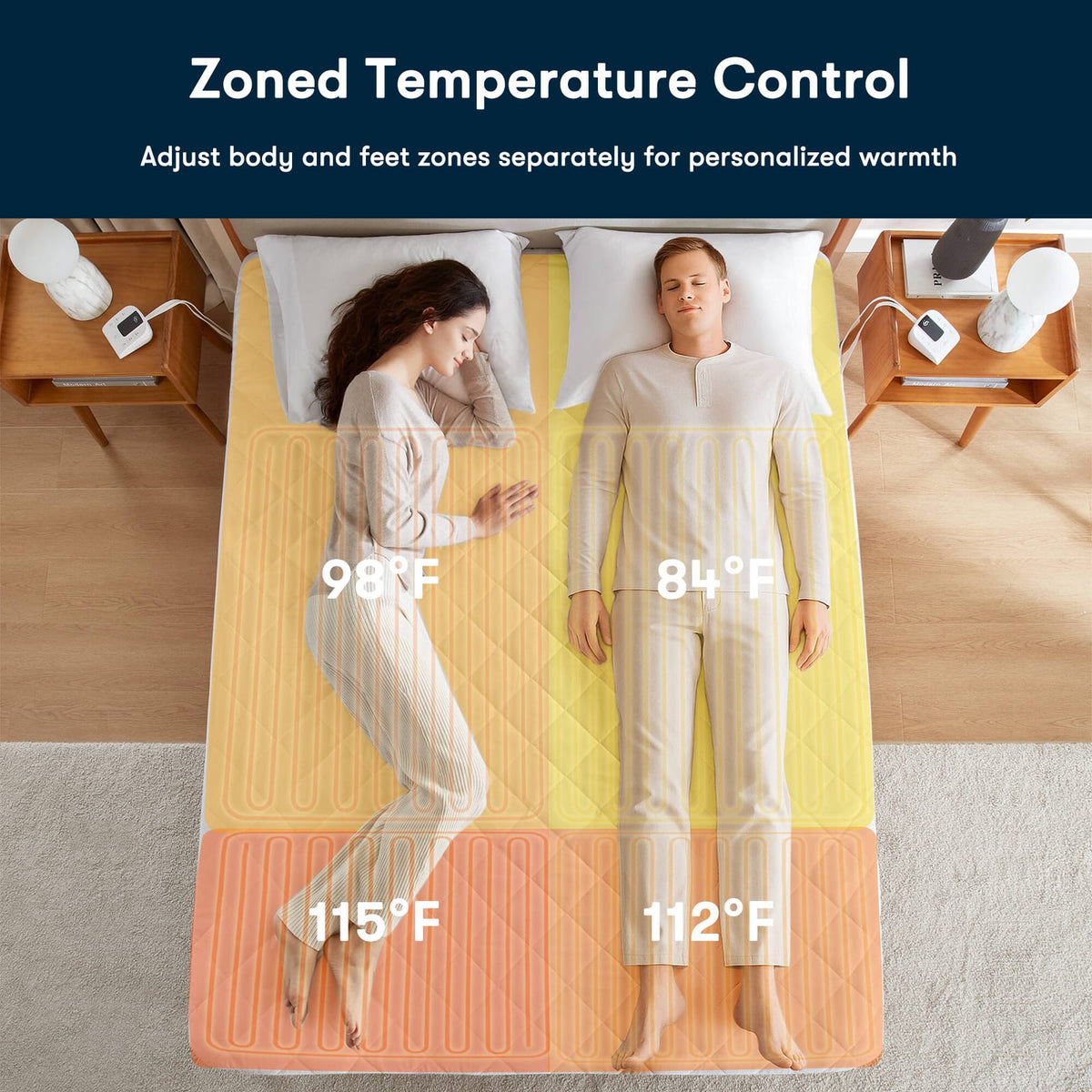 Queen Heated Mattress Pad - White Microfiber