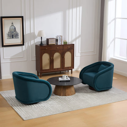 Teal Swivel Accent Chair - 360 Degree Comfort, Rubberwood Frame