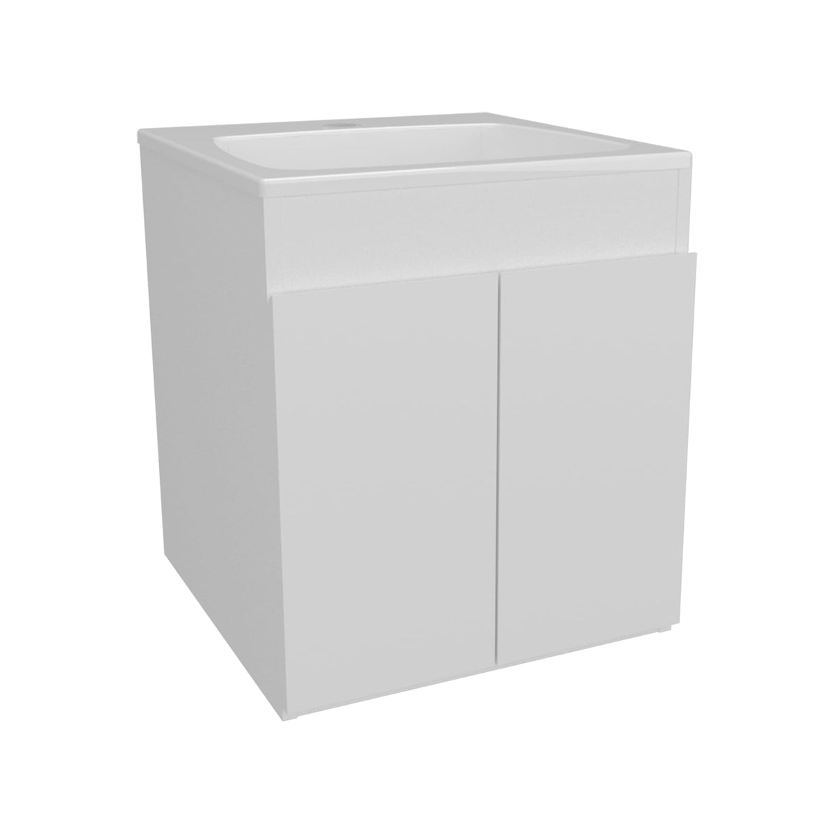 White Bathroom Vanity with Drawers & Shelf - Wall Mounted Storage