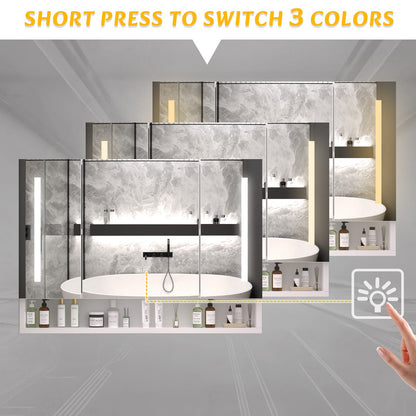 3 Door White Bathroom Cabinet Wall Mounted Storage